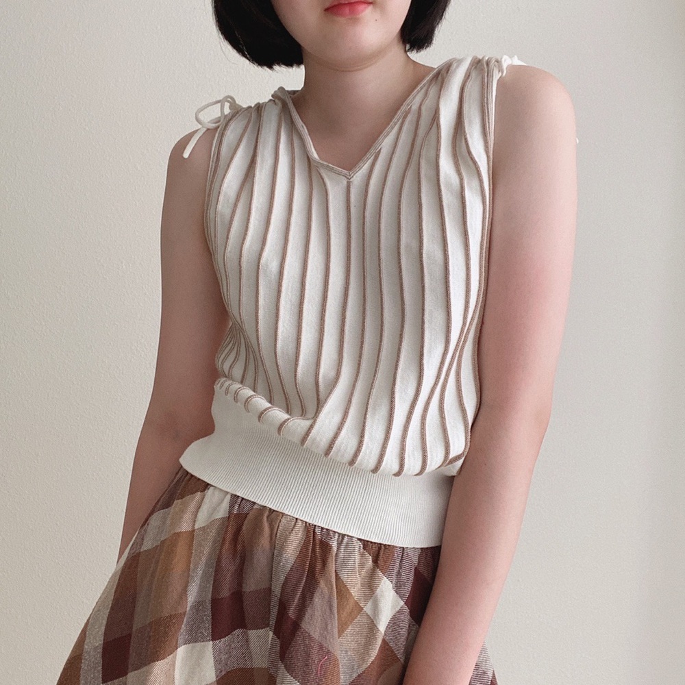Old navy brown and beige colored striped top